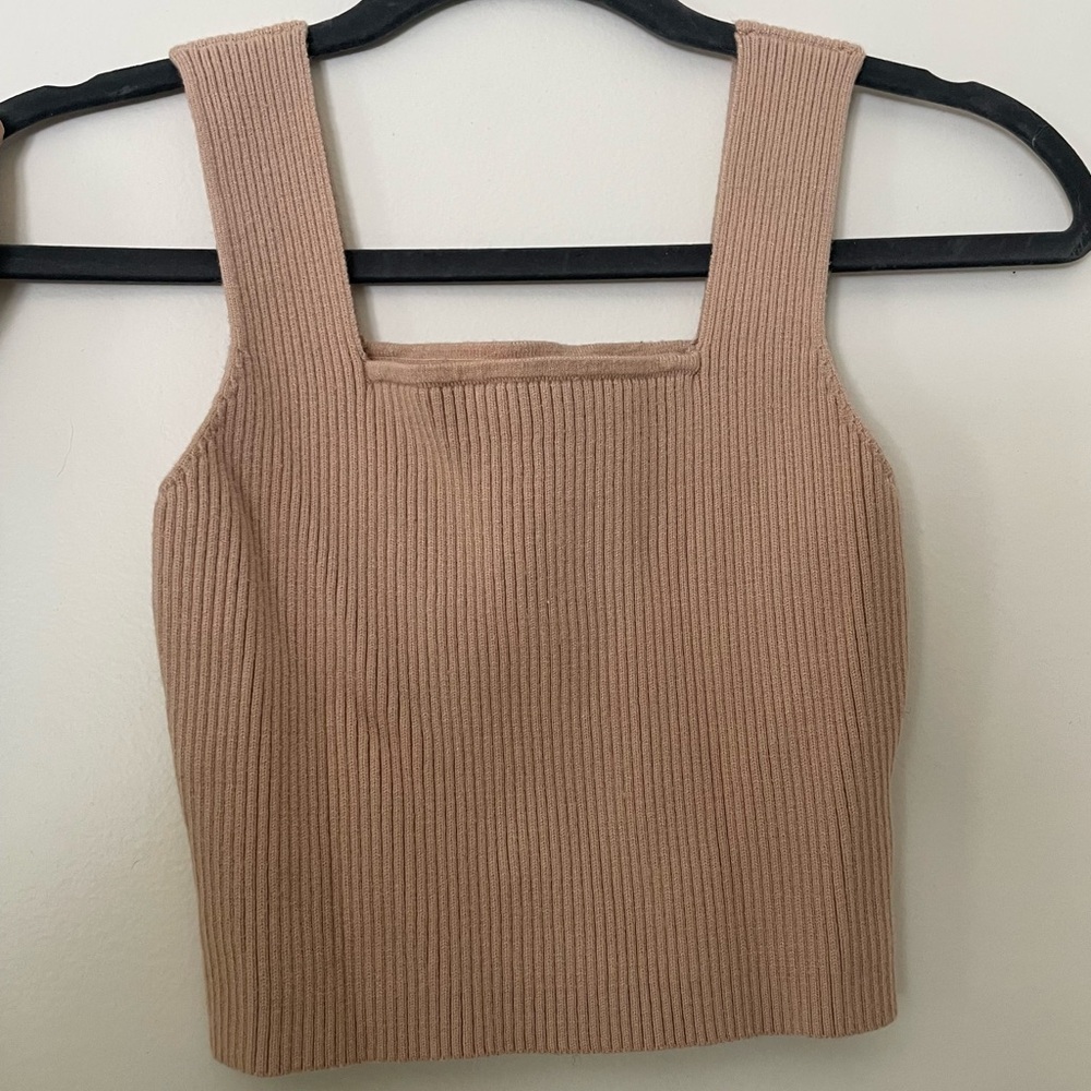 Zara, tan, crop rubbed tank, size small